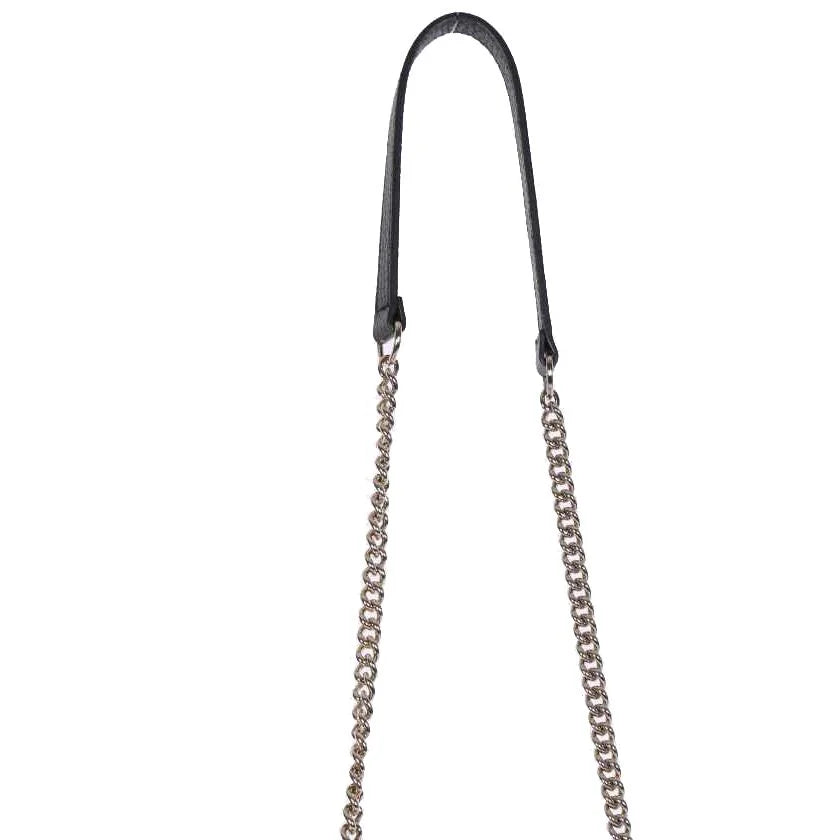 Gucci Interlockingg Leather Wallet On Chain Nero