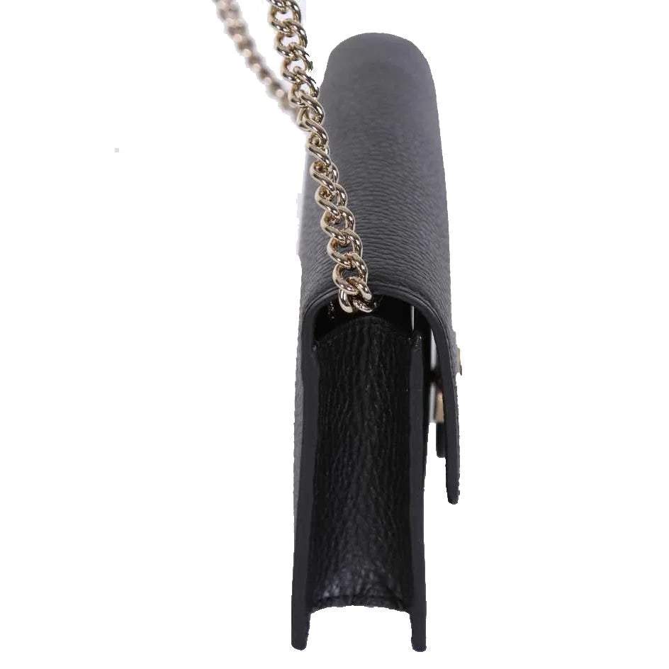 Gucci Interlockingg Leather Wallet On Chain Nero