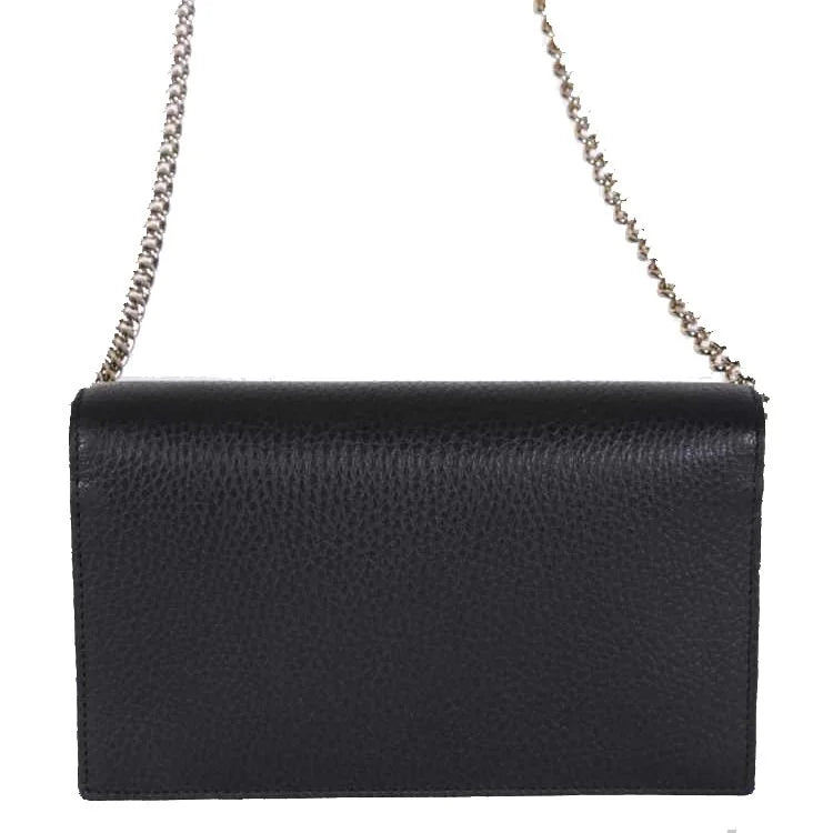Gucci Interlockingg Leather Wallet On Chain Nero