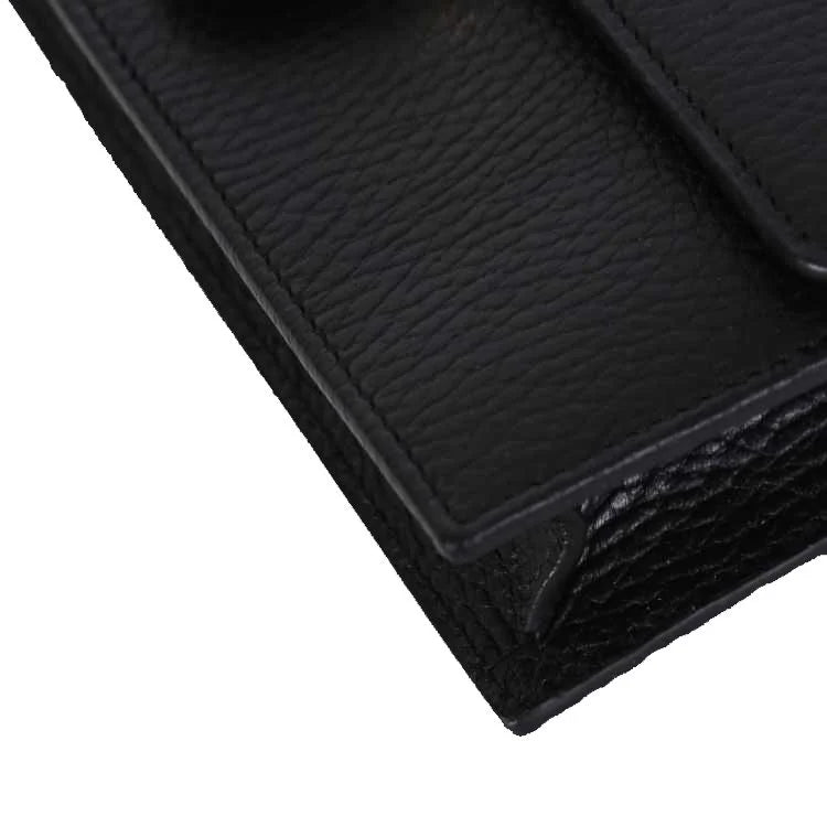 Gucci Interlockingg Leather Wallet On Chain Nero