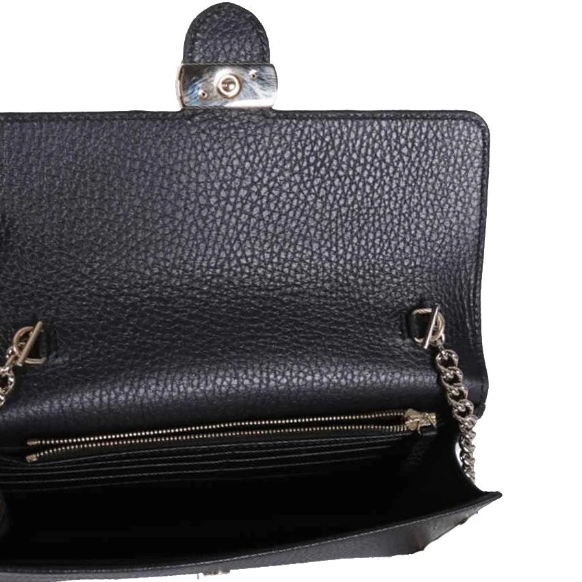 Gucci Interlockingg Leather Wallet On Chain Nero