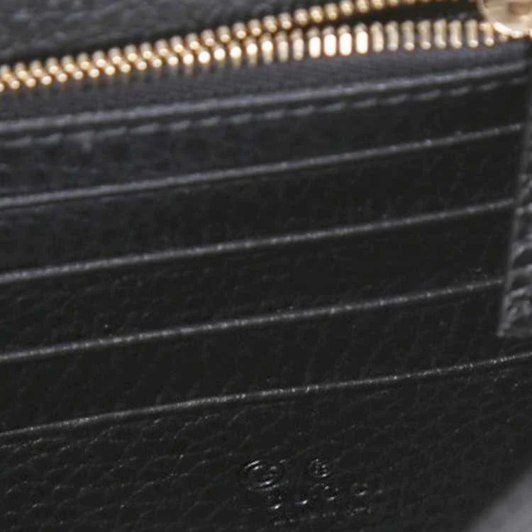 Gucci Interlockingg Leather Wallet On Chain Nero
