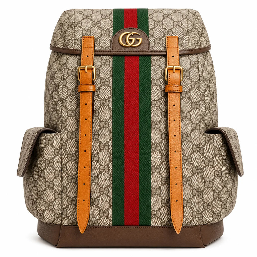 Gucci leather-trimmed backpack