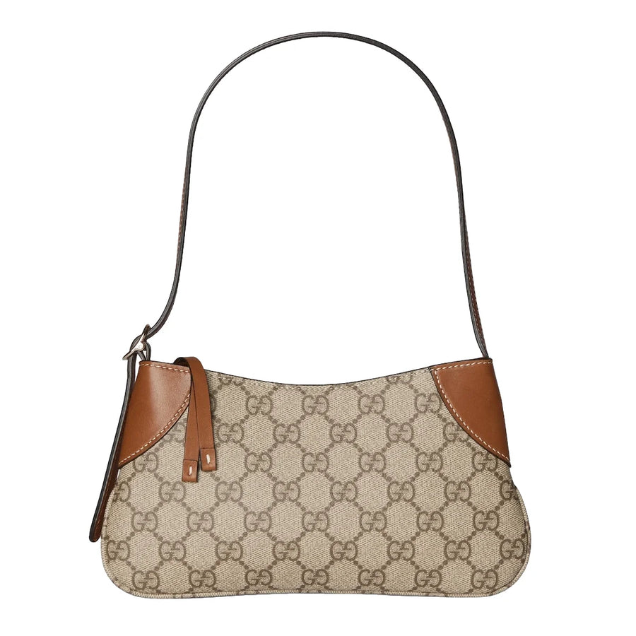 Gucci GG Emblem Small Shoulder Bag Beige Ebony GG Canvas