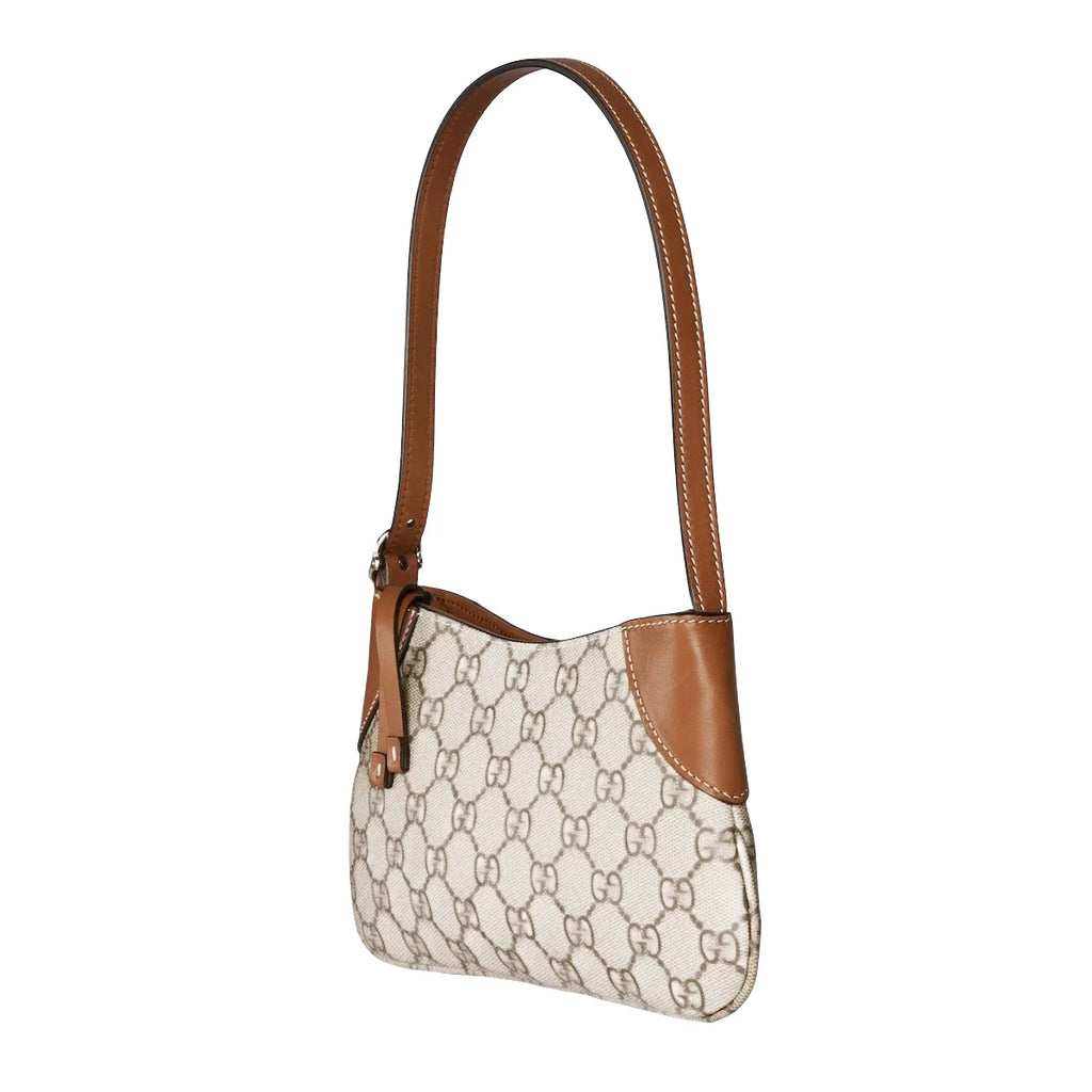 Gucci GG Emblem Small Shoulder Bag Beige Ebony GG Canvas