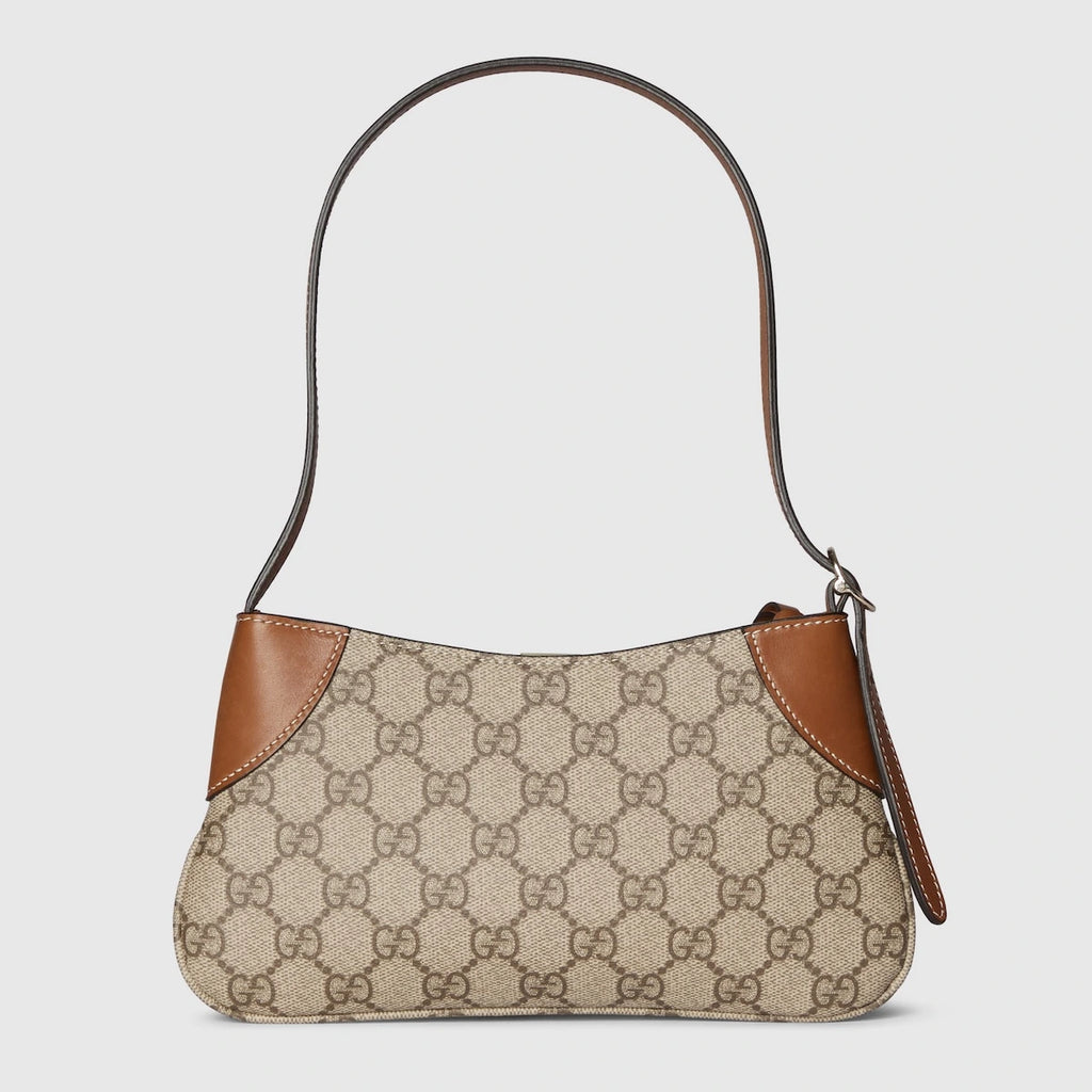 Gucci GG Emblem Small Shoulder Bag Beige Ebony GG Canvas