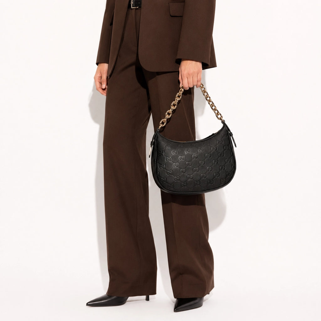 Gucci GG Emblem Small Top Handle Bag Black