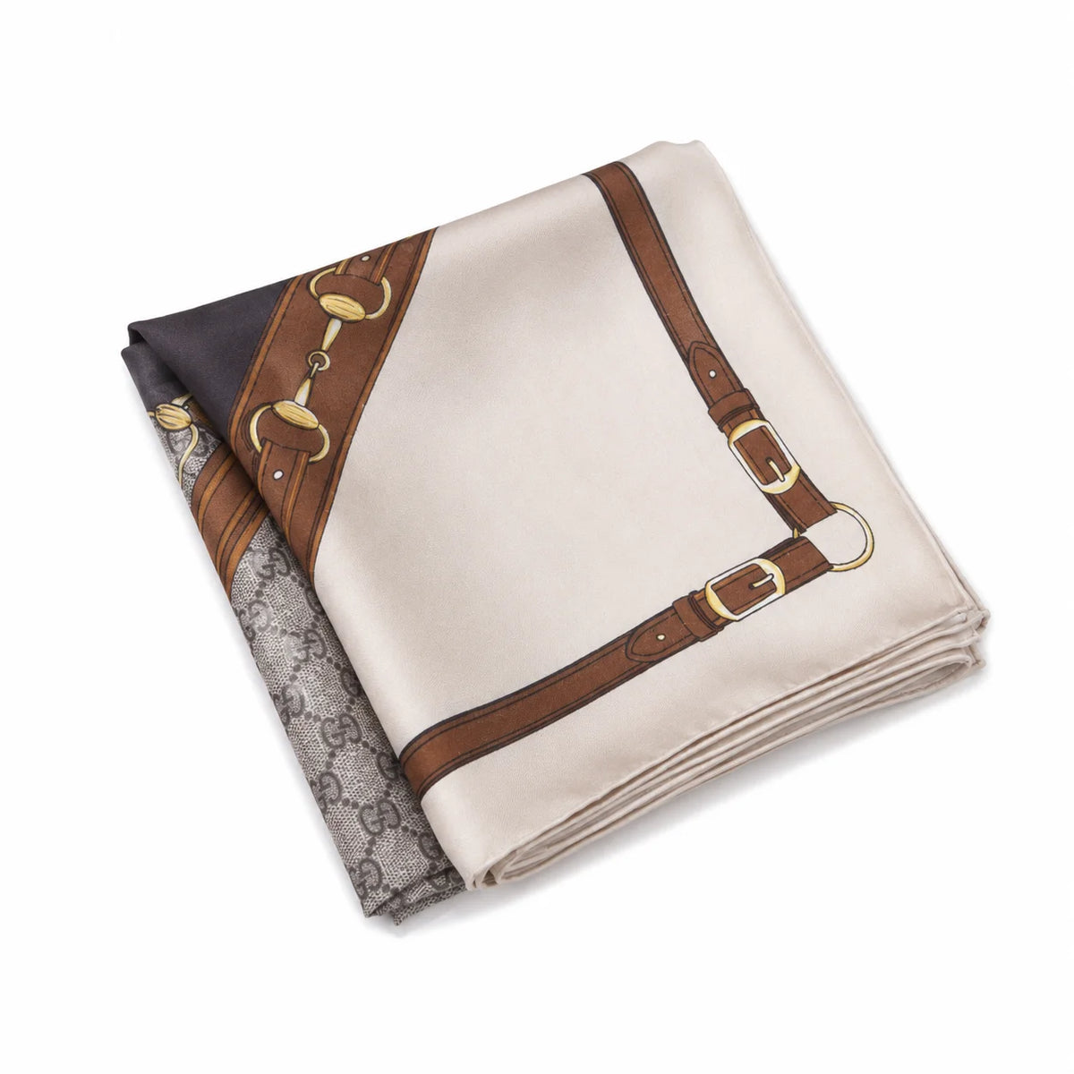 Gucci Equestrian Silk Carré Scarf White