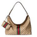Gucci Large Shoulder Bag with Web Beige