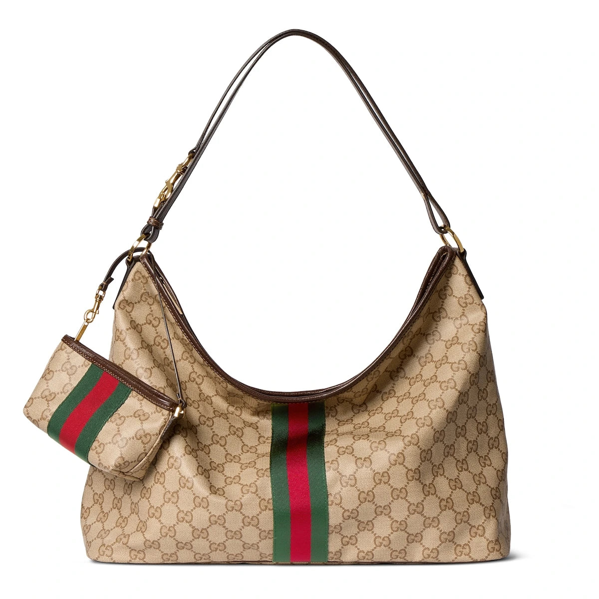 Gucci Large Shoulder Bag with Web Beige