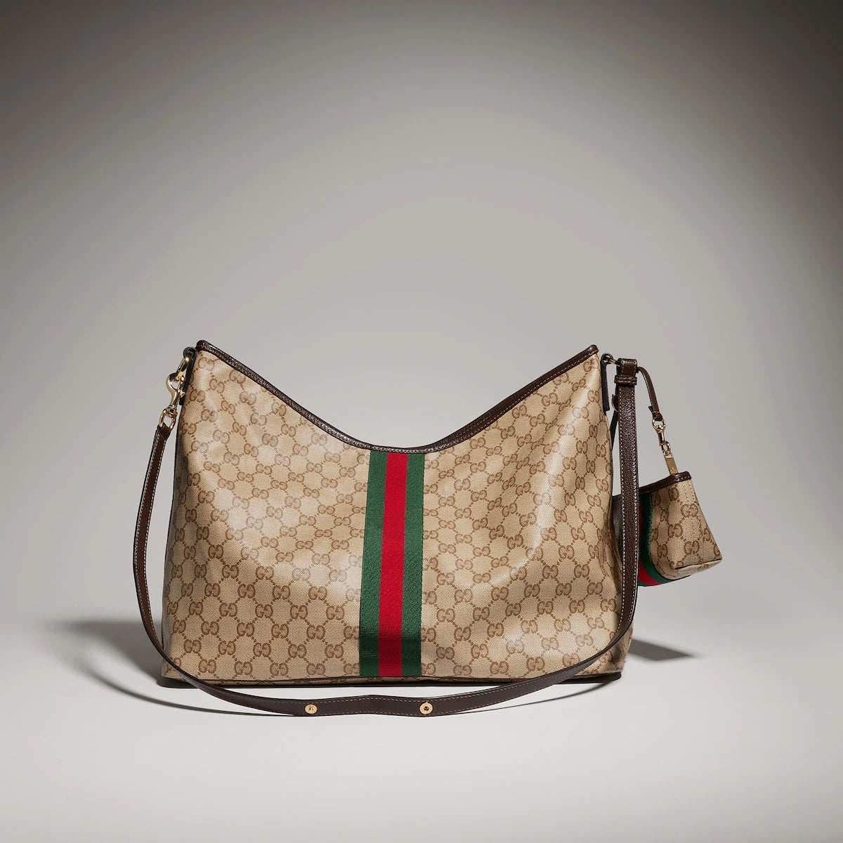 Gucci Large Shoulder Bag with Web Beige