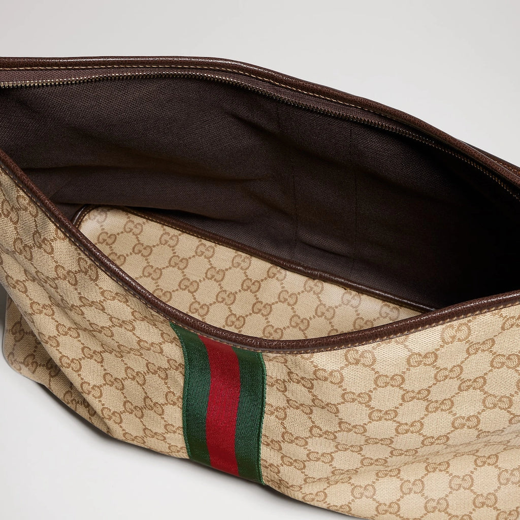 Gucci Large Shoulder Bag with Web Beige