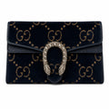 Gucci Velvet Crystal Monogram Chain Bag Blue