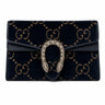 Gucci Velvet Crystal Monogram Chain Bag Blue