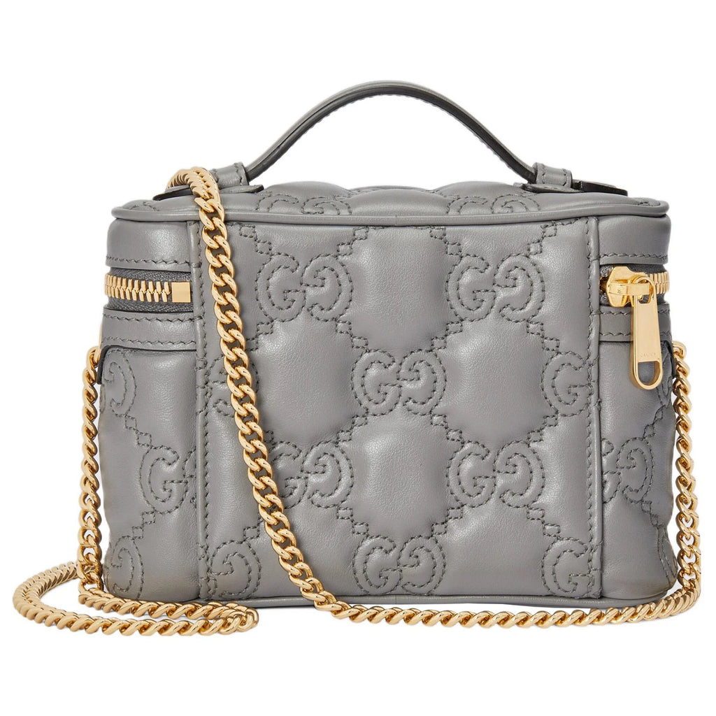 Gucci Grey Matelasse Leather Mini Top Handle Bag