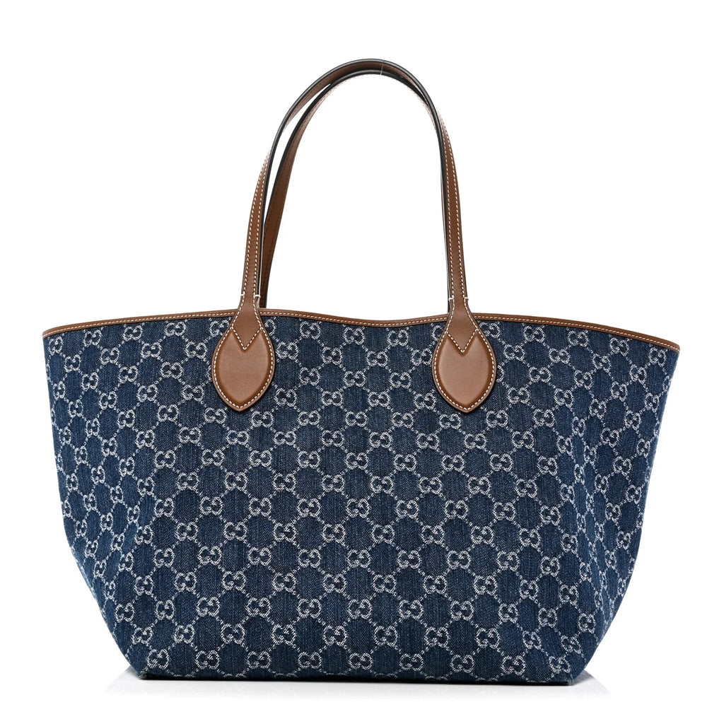 Gucci Small GG Denim Tote Bag Blue