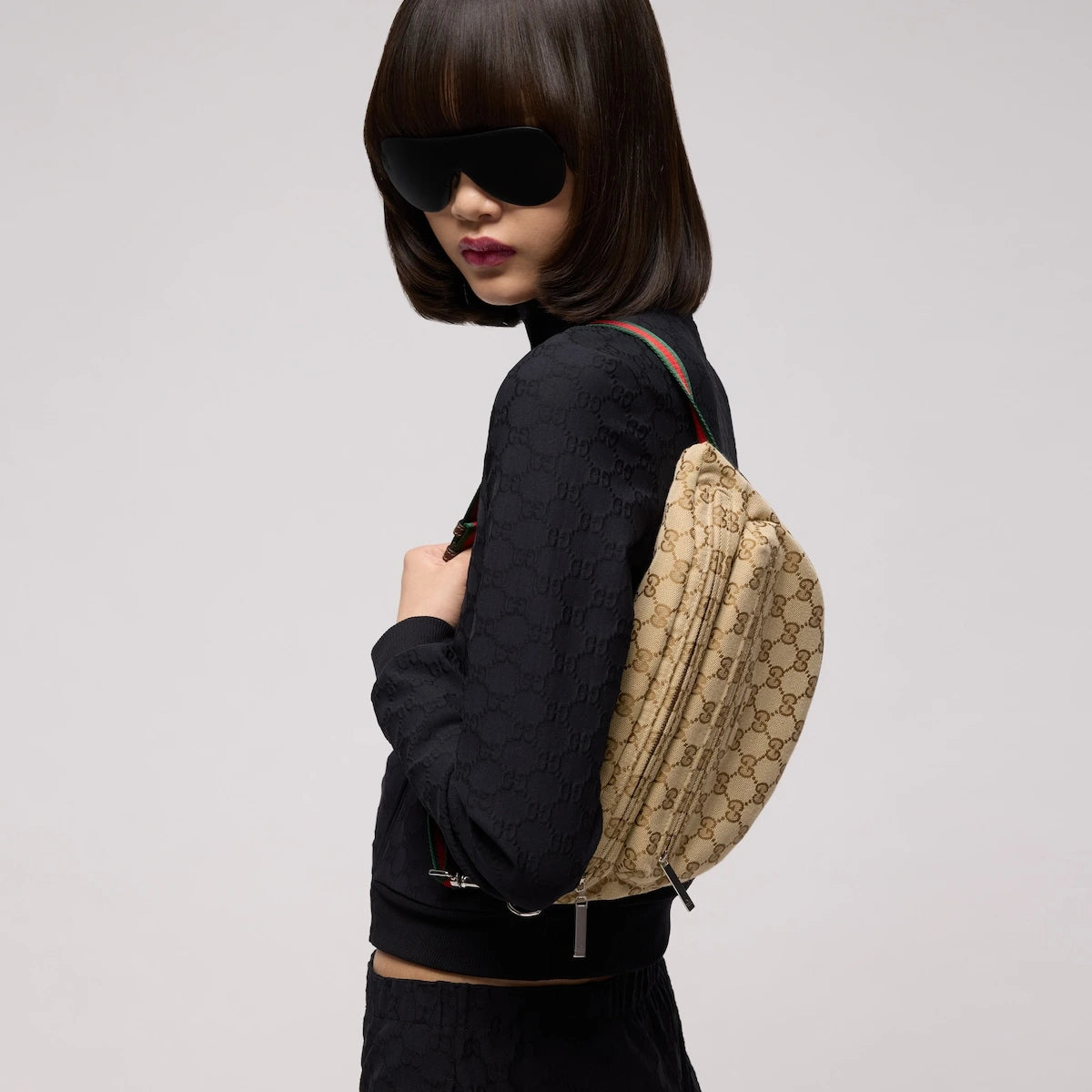Gucci Tag Small Crossbody Bag Beige