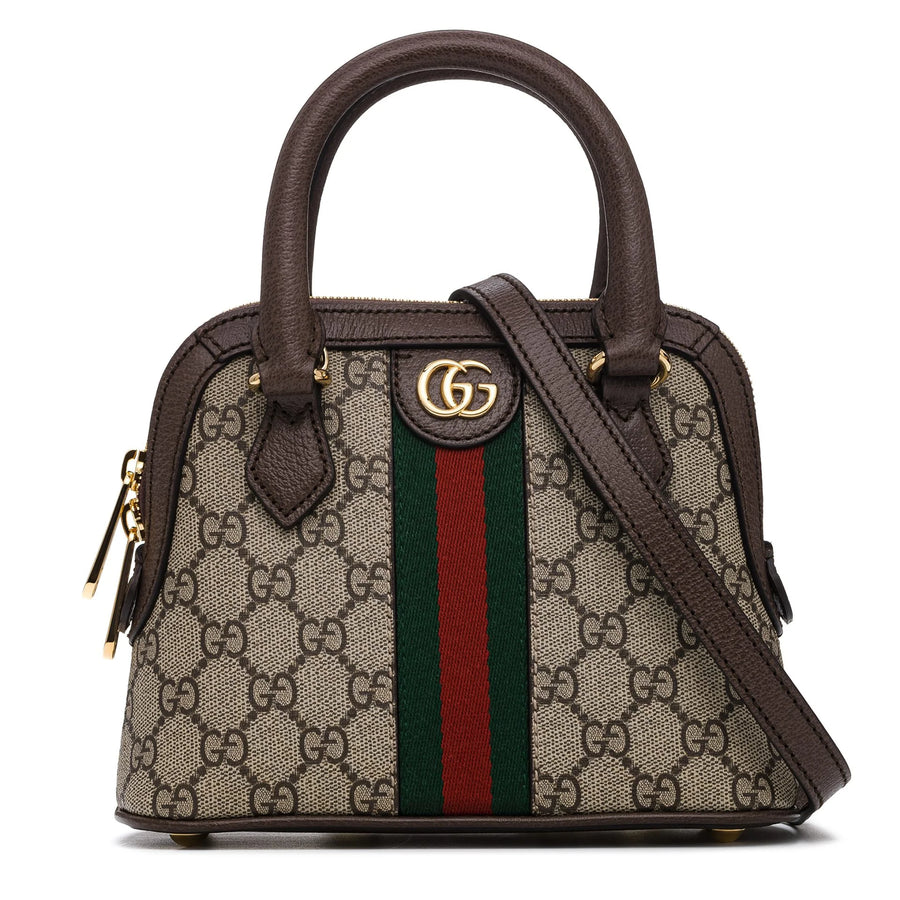 Gucci Ophidia GG Supreme Mini Dome Bag Brown