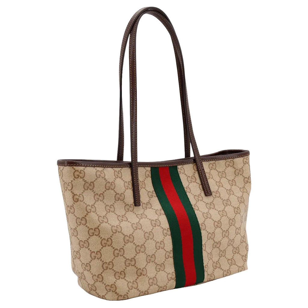 Gucci Tribeca Small Tote Bag Beige Ebony GG Canvas