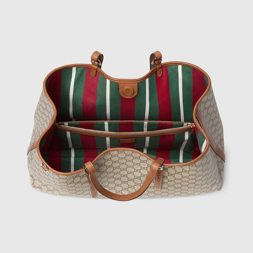 Gucci GG Emblem Maxi Tote Bag Beige Ebony GG Canvas