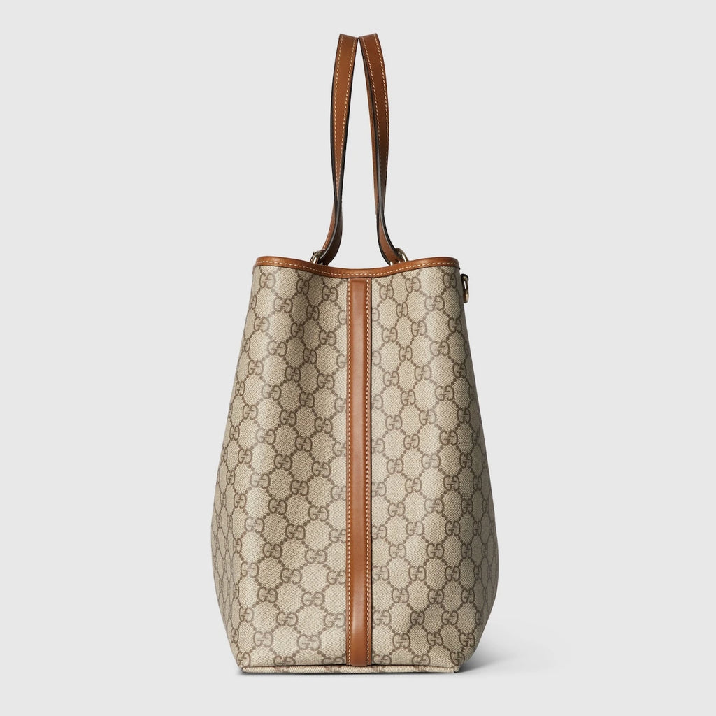 Gucci GG Emblem Maxi Tote Bag Beige Ebony GG Canvas