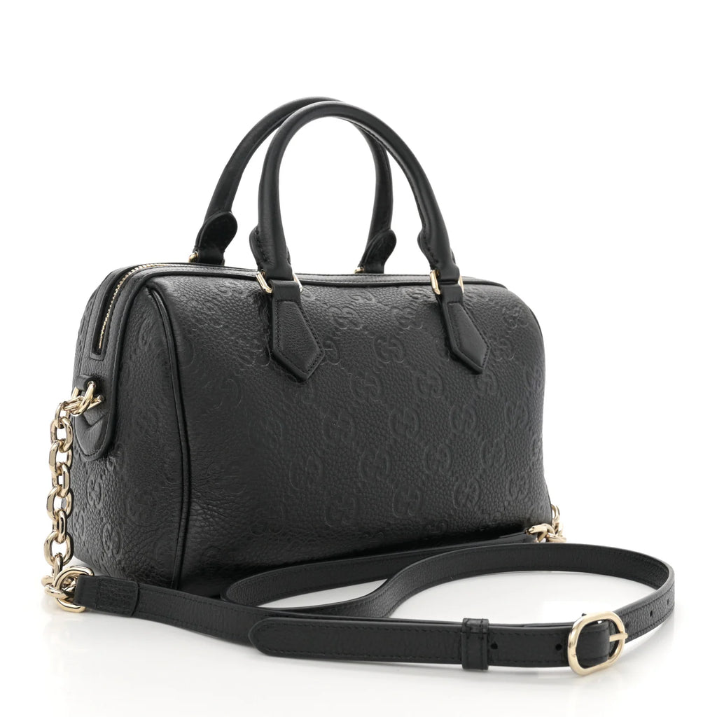 Gucci GG Emblem Medium Boston Bag Black