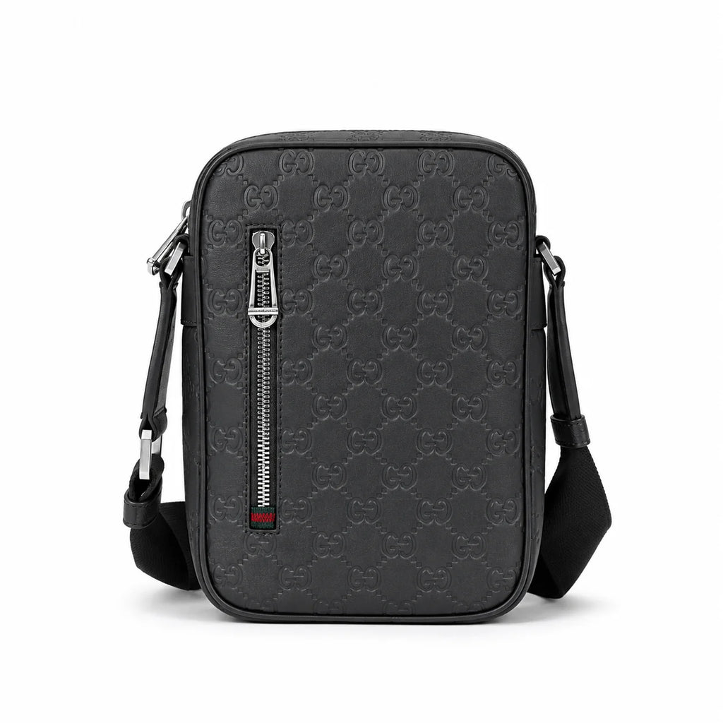 Gucci GG Emblem Vertical Crossbody Bag Grey