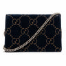 Gucci Velvet Crystal Monogram Chain Bag Blue