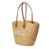 Gucci Medium straw tote with patch