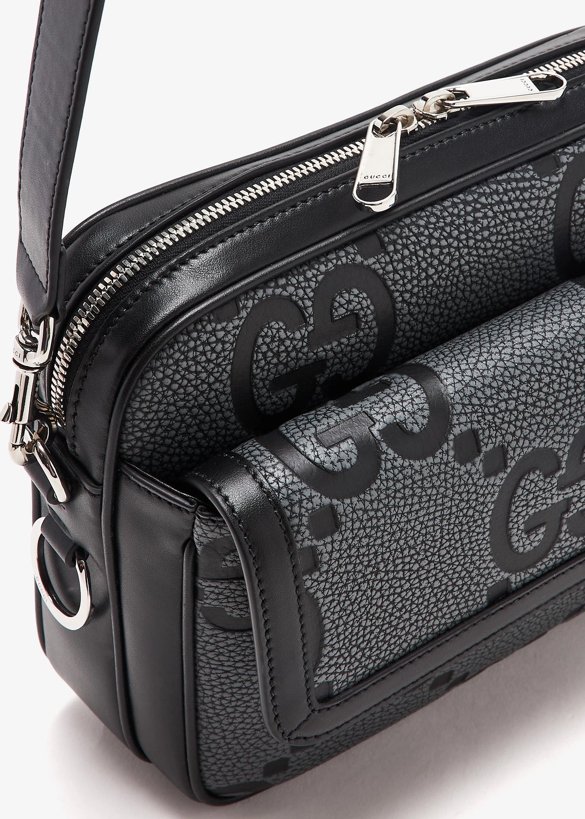 Gucci Jumbo GG Front Pocket Crossbody Bag Grey
