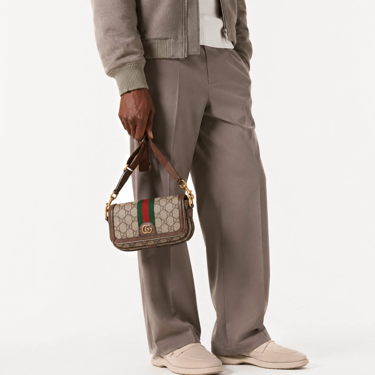 Gucci Monogram Shoulder Bag Beige
