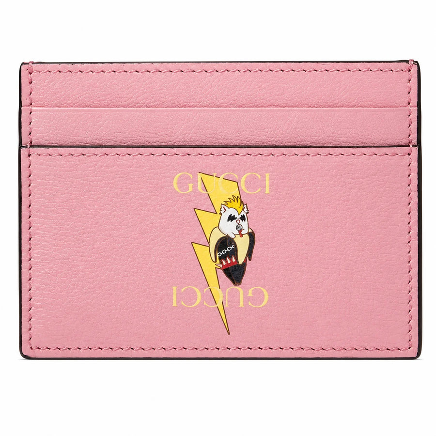 Gucci Lightning Bolt Bananya Print Card Case In Pink