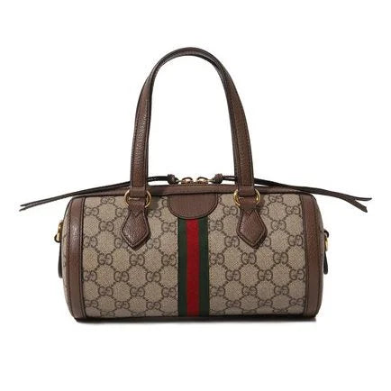 Gucci Beige/Brown Supreme Canvas and Leather Small Boston Bag