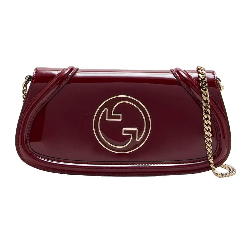 Gucci Blondie Patent Leather Shoulder Bag Burgundy Large