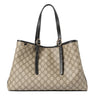 Gucci GG Supreme Monogram Emblem Medium Tote Bag Beige Black