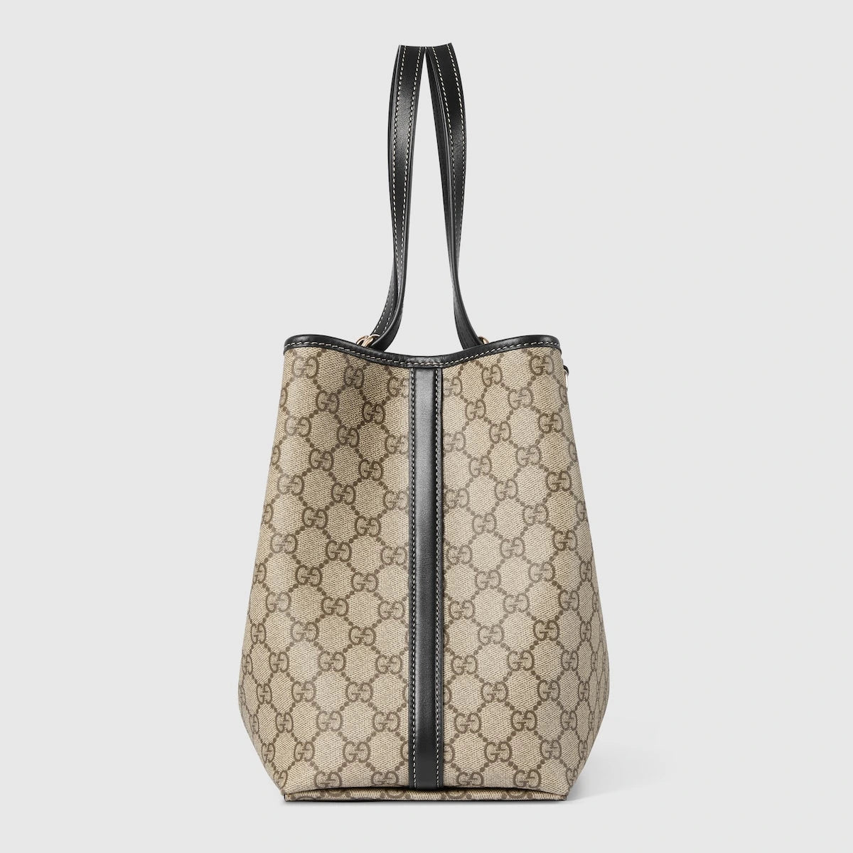 Gucci GG Supreme Monogram Emblem Medium Tote Bag Beige Black