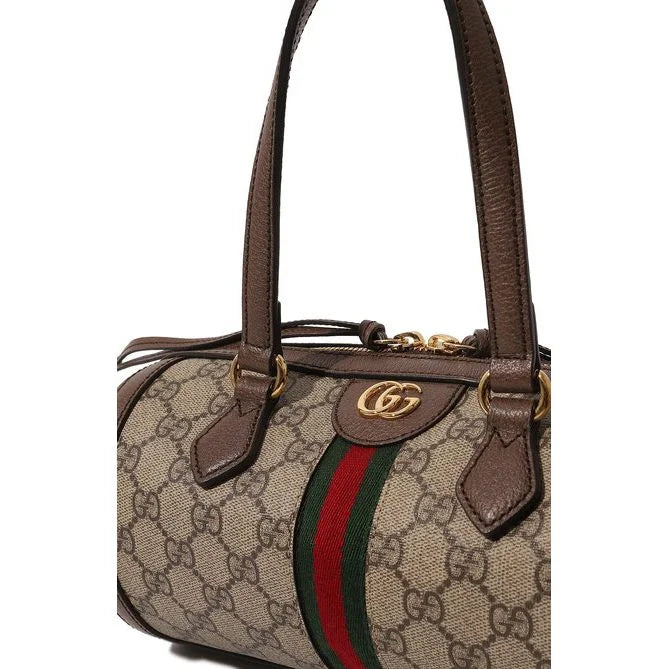 Gucci Beige/Brown Supreme Canvas and Leather Small Boston Bag