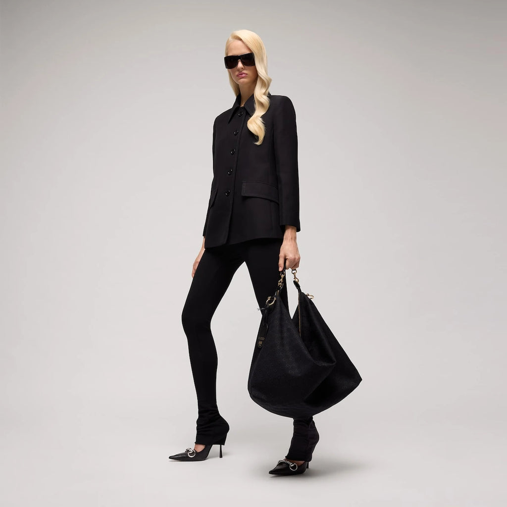 Gucci Brera Large Crossbody Bag GG Canvas Black