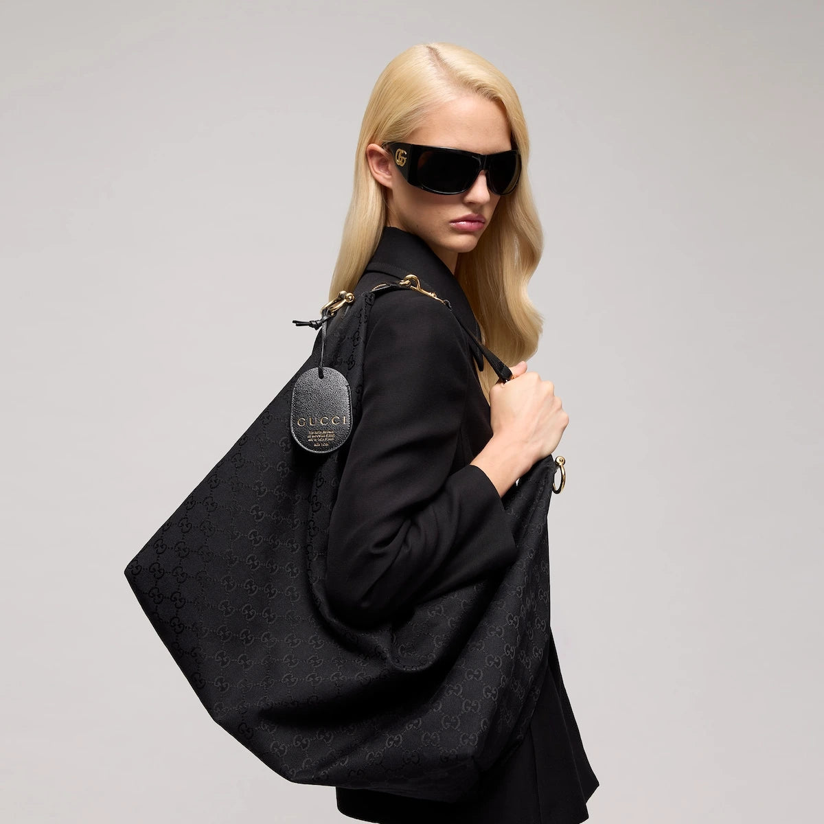 Gucci Brera Large Crossbody Bag GG Canvas Black