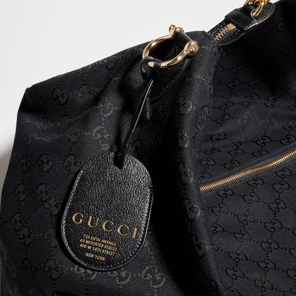 Gucci Brera Large Crossbody Bag GG Canvas Black