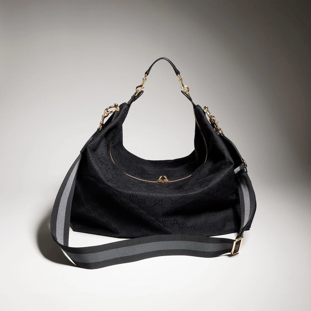 Gucci Brera Large Crossbody Bag GG Canvas Black