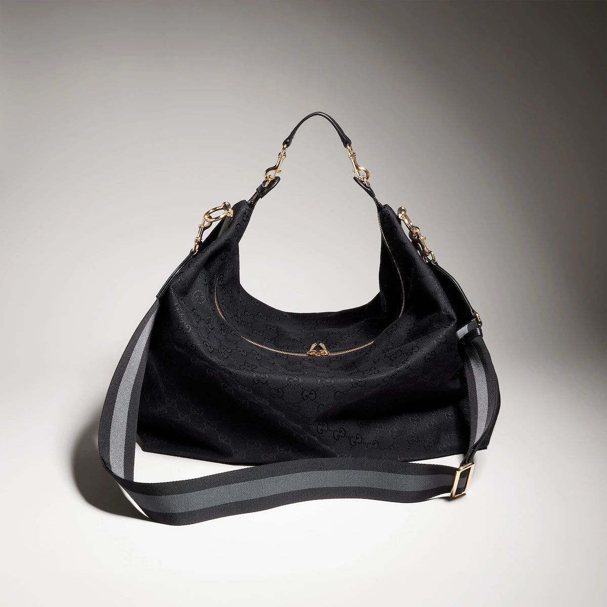 Gucci Brera Large Crossbody Bag GG Canvas Black