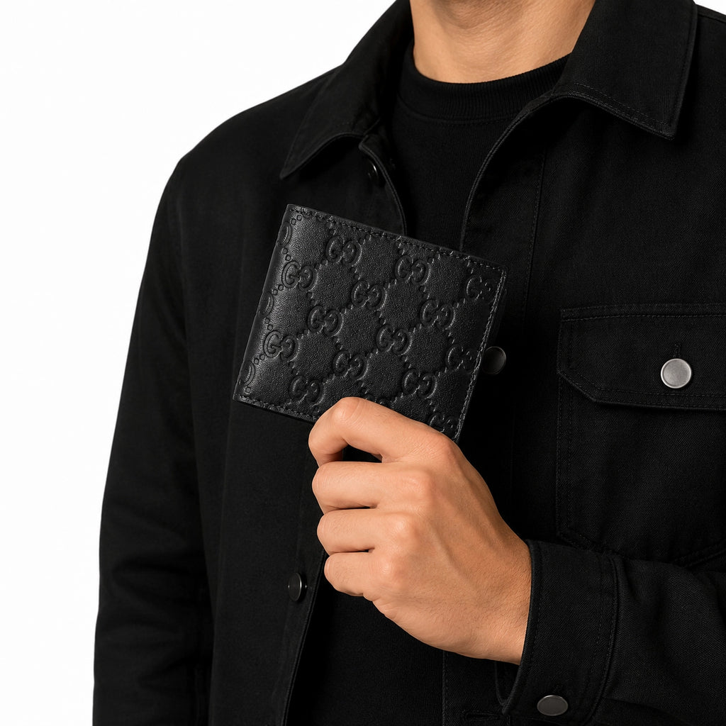 Gucci GG Emblem Card Case Black Leather Model 1
