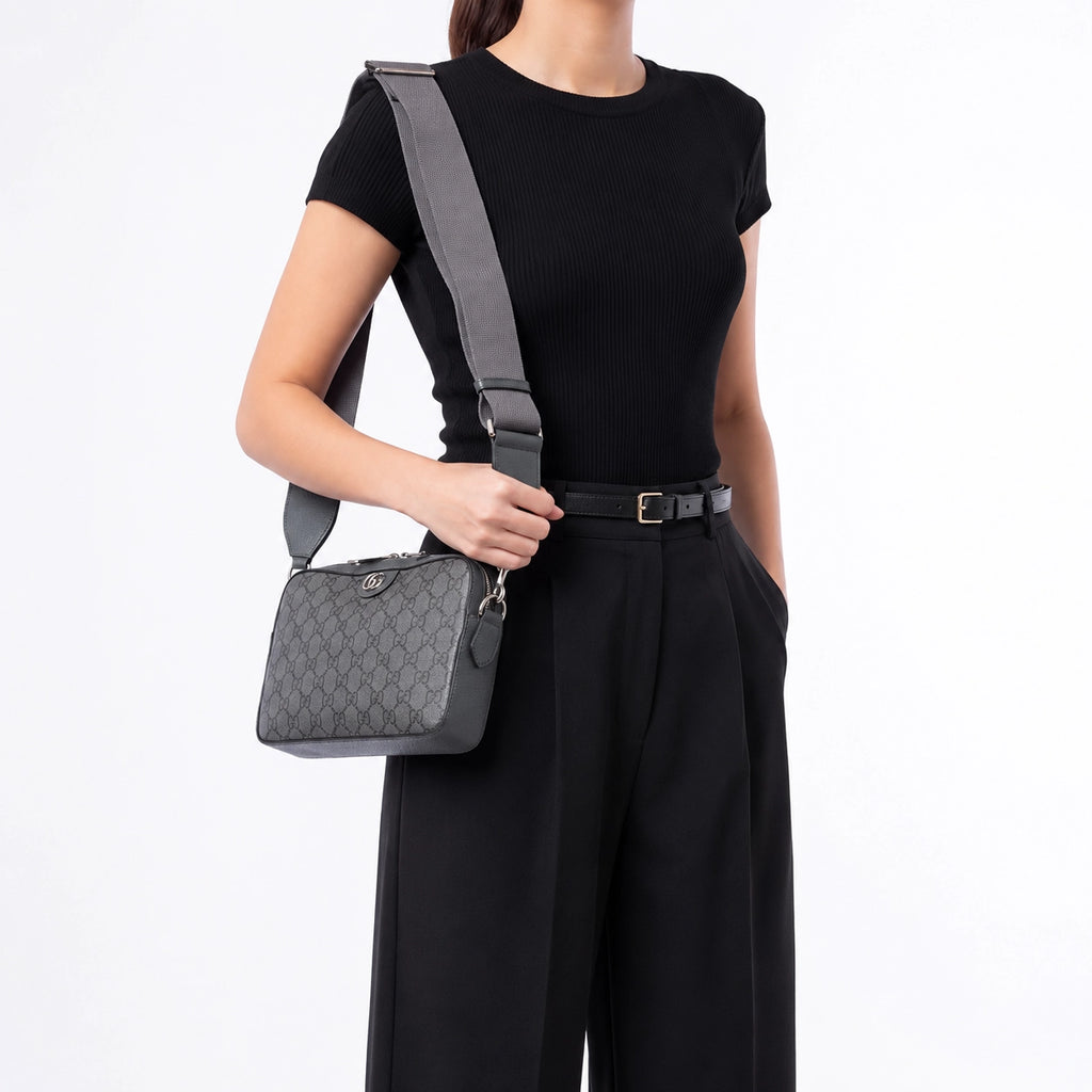 Gucci Monogram Crossbody Bag Grey