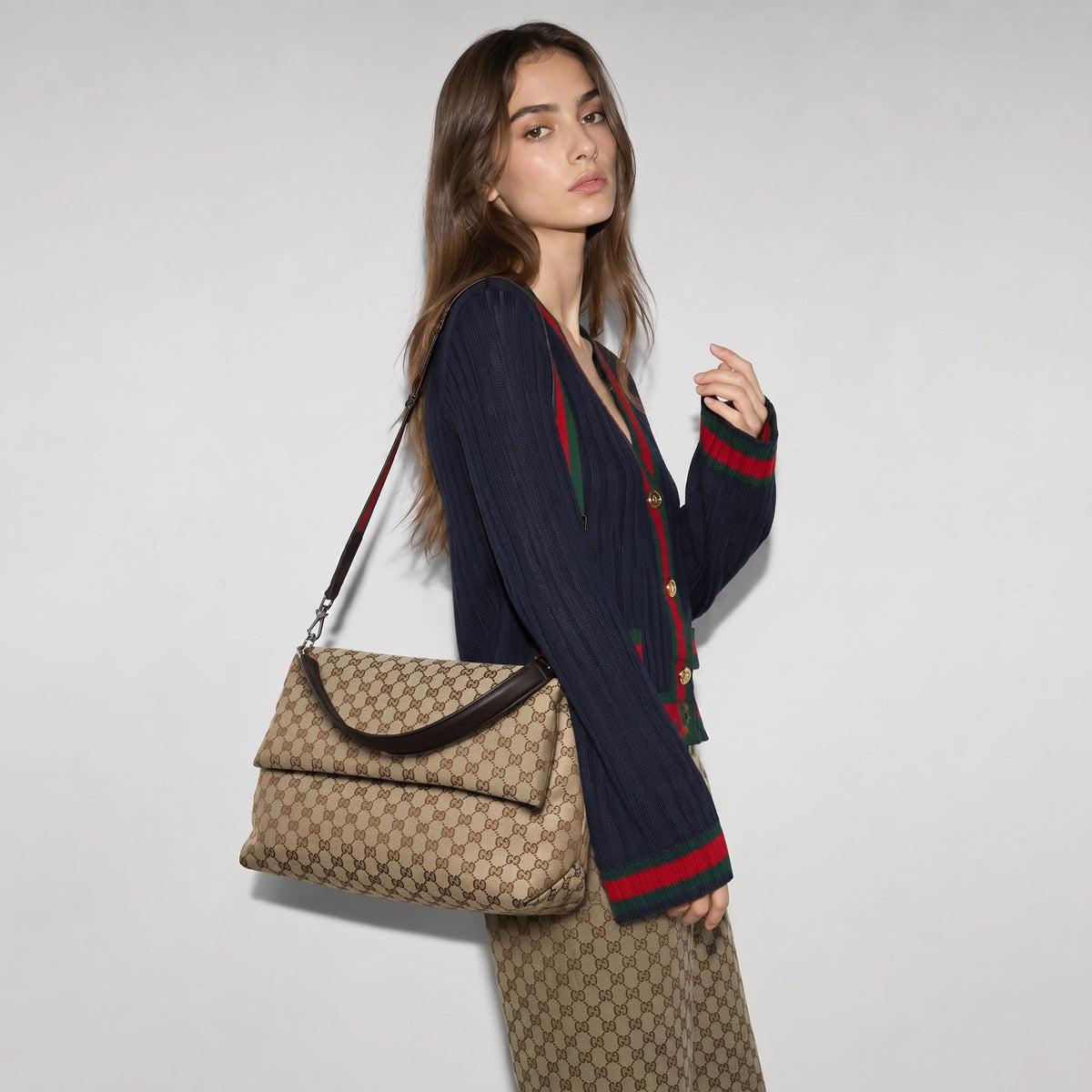 Gucci canvas large crossbody bag