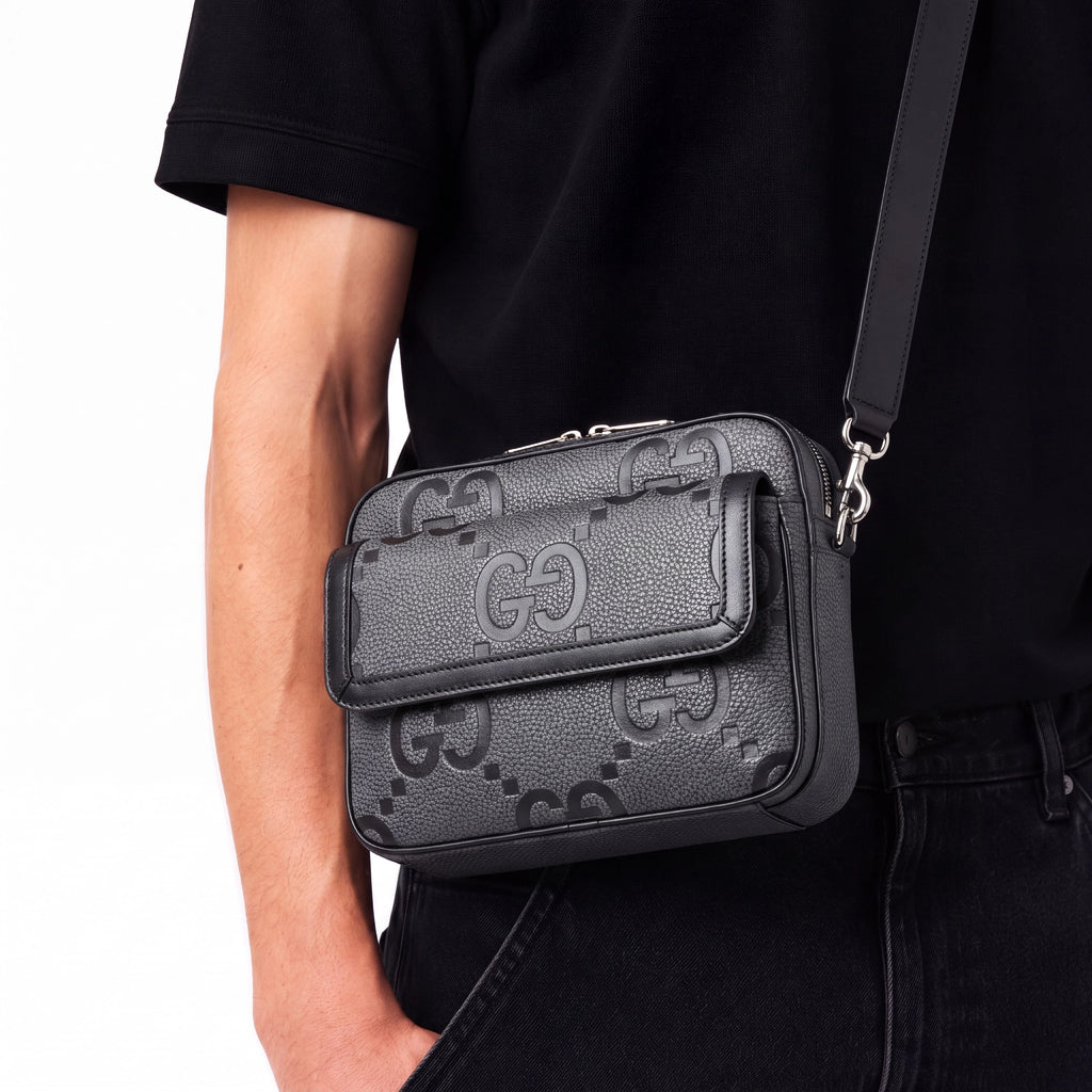 Gucci Jumbo GG Front Pocket Crossbody Bag Grey
