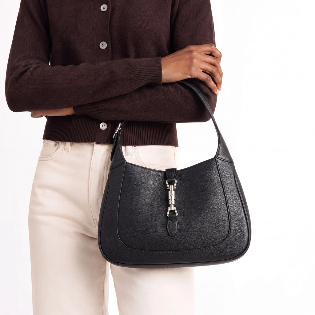 Gucci Jackie 1961 small textured-leather shoulder bag Black