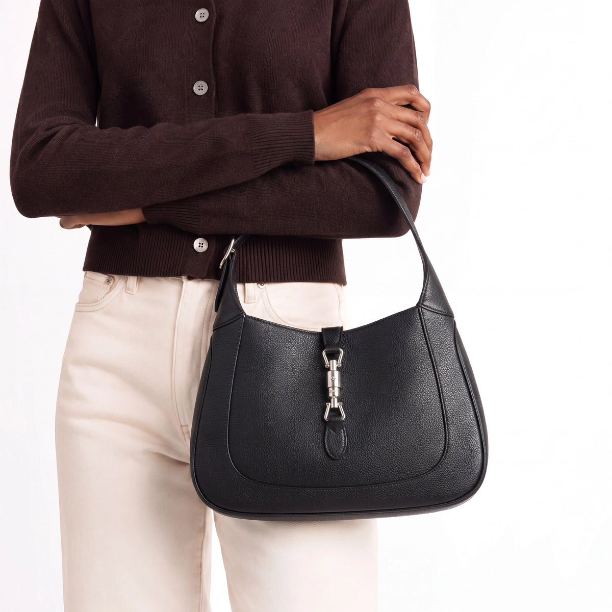 Gucci Jackie 1961 small textured-leather shoulder bag Black