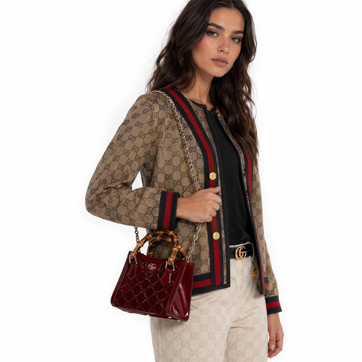 Gucci Diana Small Tote Bag Burgundy