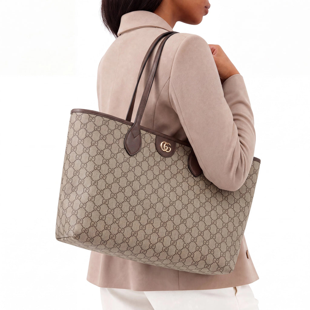 Gucci GG Supreme Medium Tote Bag Beige